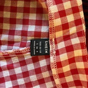 SHEIN red and white check shorts size small with zipper up side